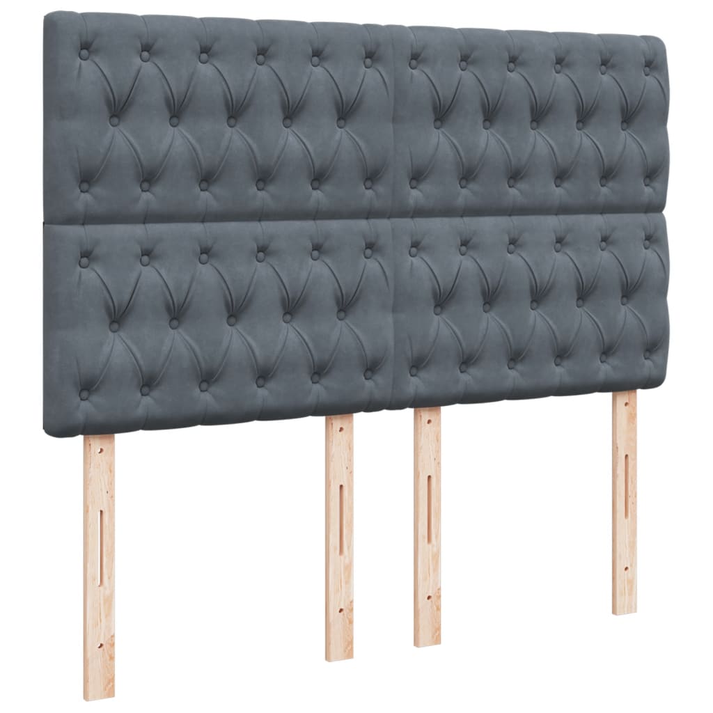 Sötétszürke bársony rugós ágy matraccal 140x190 cm 8