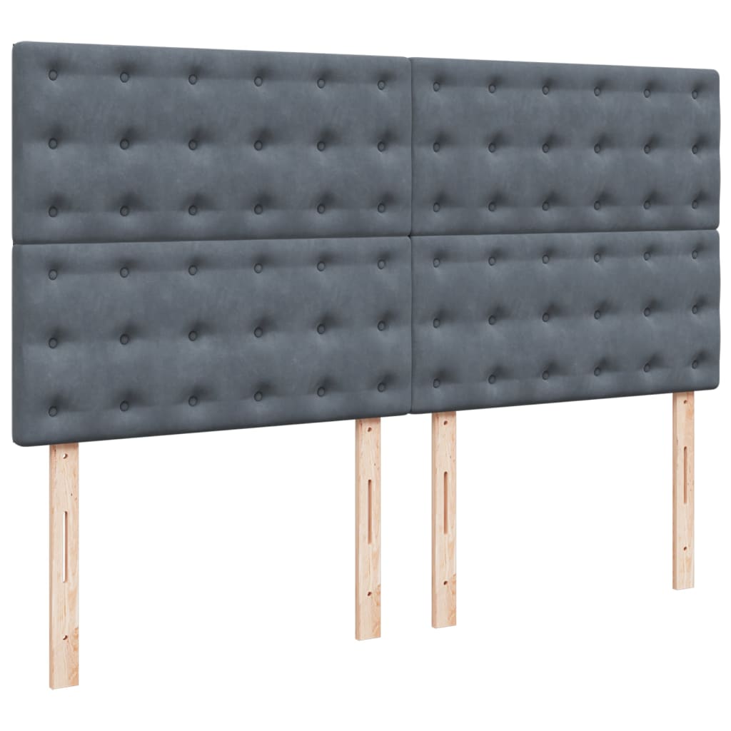 Sötétszürke bársony rugós ágy matraccal 180x200 cm 8