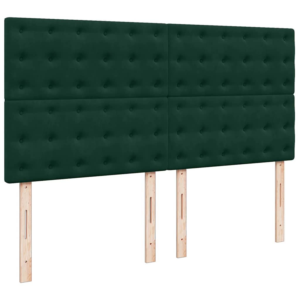 Sötétzöld bársony rugós ágy matraccal 200x200 cm 7