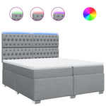 Világosszürke szövet rugós ágy matraccal 200 x 200 cm 2