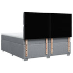 Világosszürke szövet rugós ágy matraccal 200 x 200 cm 12