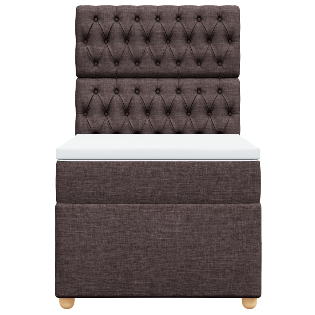 Sötétbarna szövet rugós ágy matraccal 80 x 200 cm 6