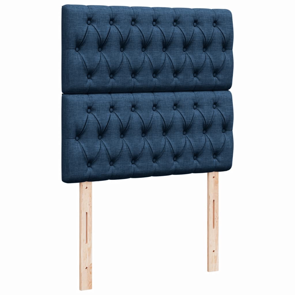 Kék szövet rugós ágy matraccal 90 x 200 cm 9