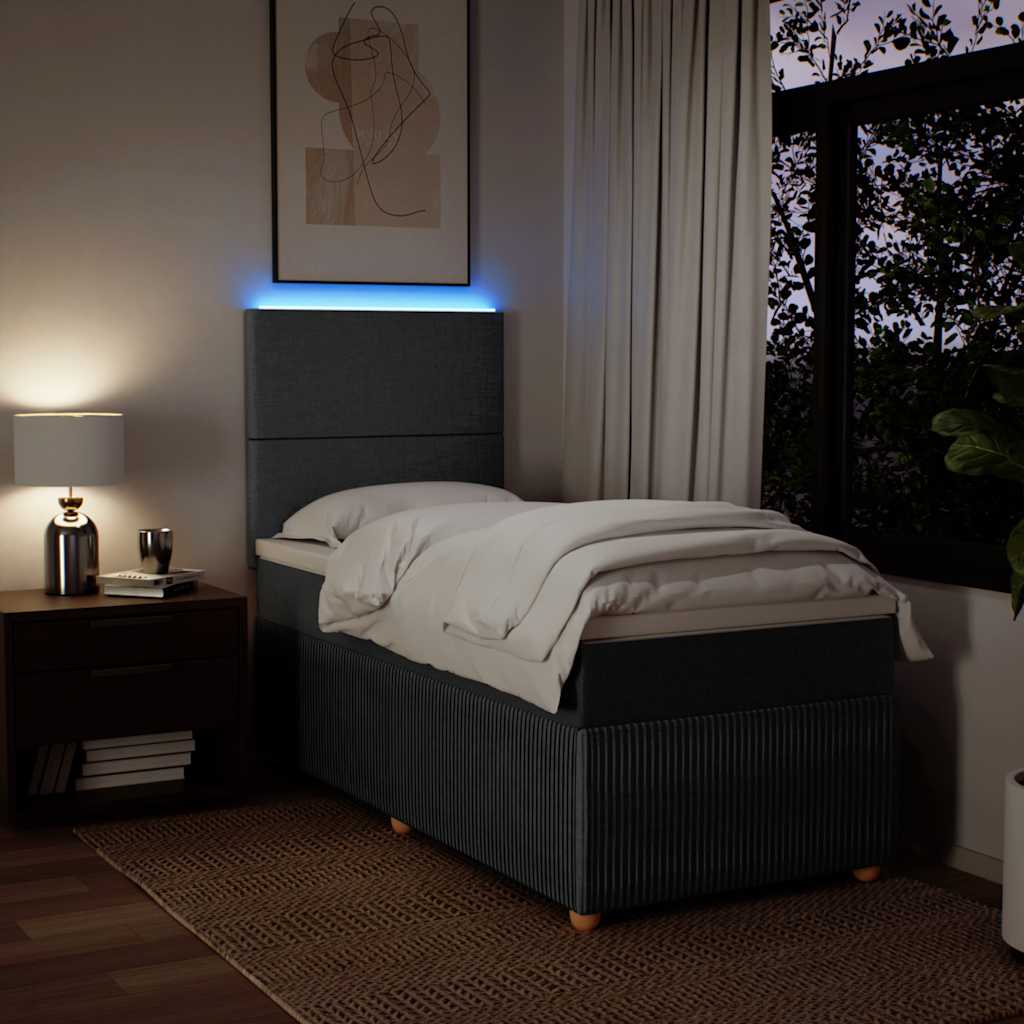 Sötétszürke szövet rugós ágy matraccal 80 x 200 cm 4