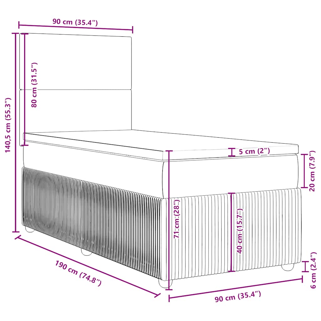 Kék szövet rugós ágy matraccal 90 x 190 cm 18
