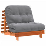 Viaszbarna tömör fenyőfa futon kanapéágy matraccal 90x206x11 cm 2
