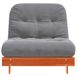 Viaszbarna tömör fenyőfa futon kanapéágy matraccal 90x206x11 cm 5