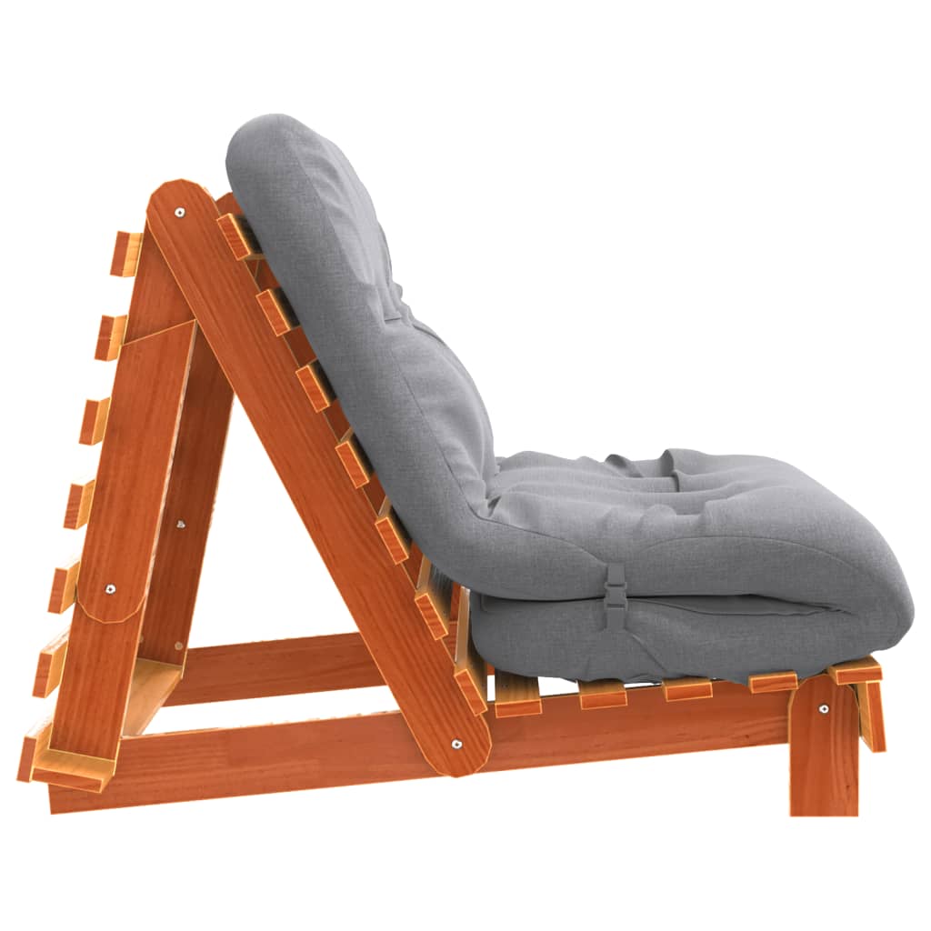 Viaszbarna tömör fenyőfa futon kanapéágy matraccal 90x206x11 cm 6