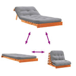 Viaszbarna tömör fenyőfa futon kanapéágy matraccal 90x206x11 cm 8