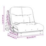 Viaszbarna tömör fenyőfa futon kanapéágy matraccal 90x206x11 cm 11