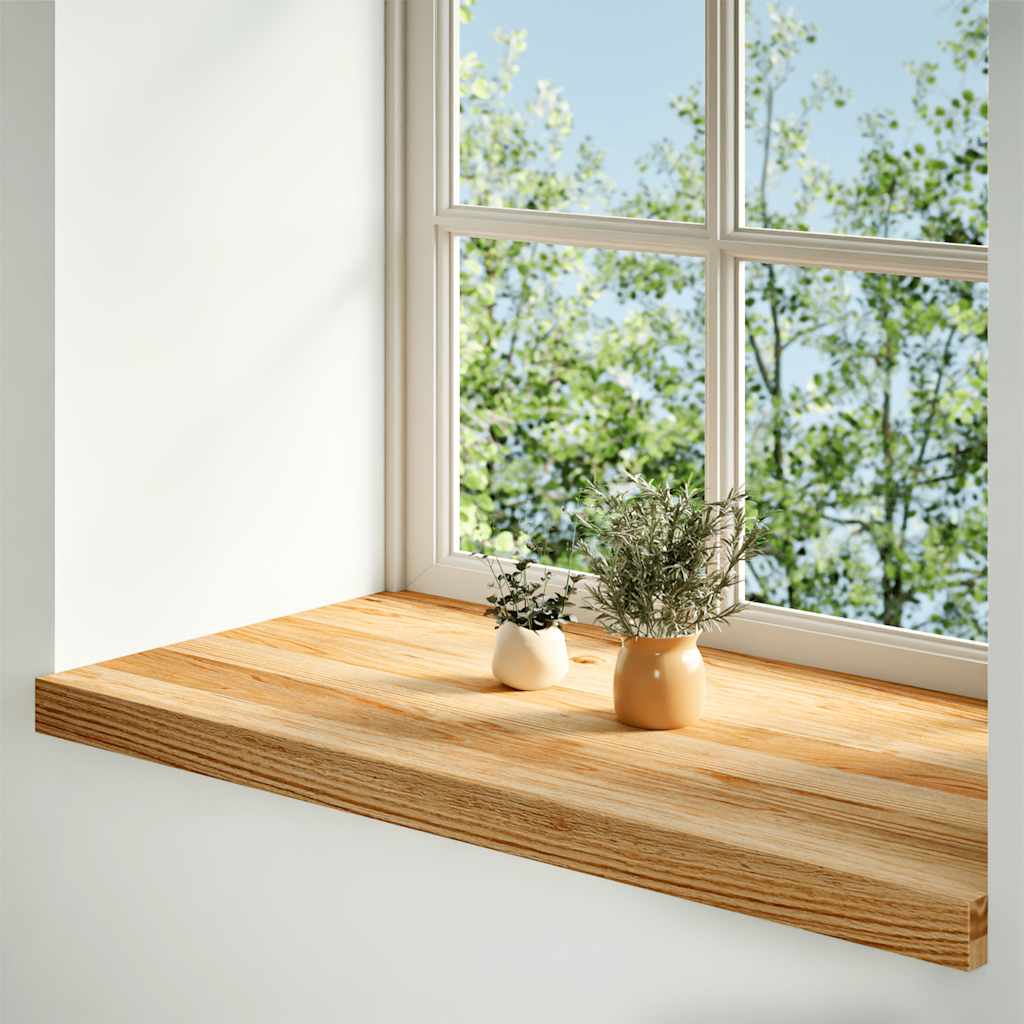 Ablakpárkányok 2 db világosbarna 90x40x2 cm tömör fa tölgyfa 2