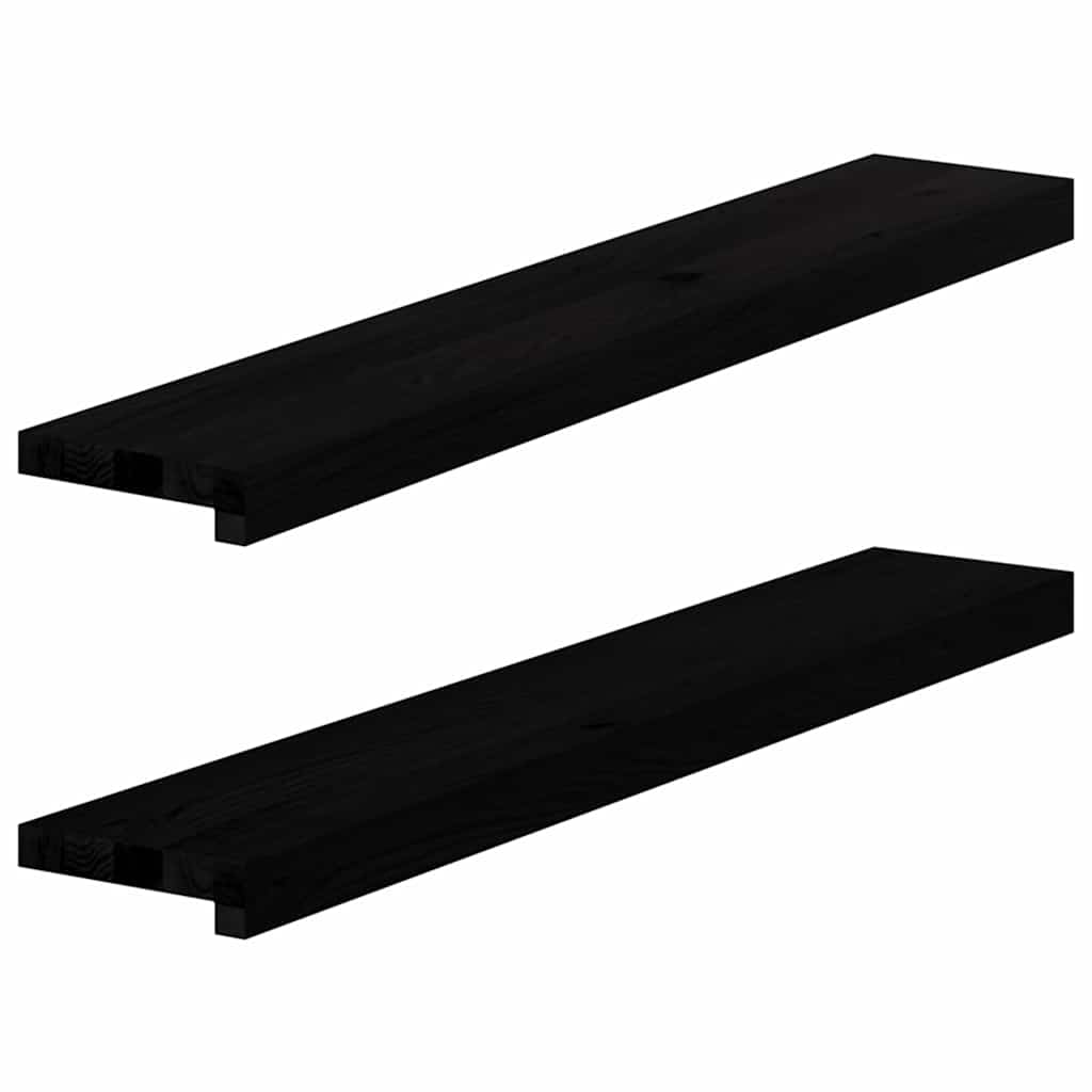 Ablakpárkányok 2 db barna-fekete 90x15x2 cm tömör fa tölgyfa