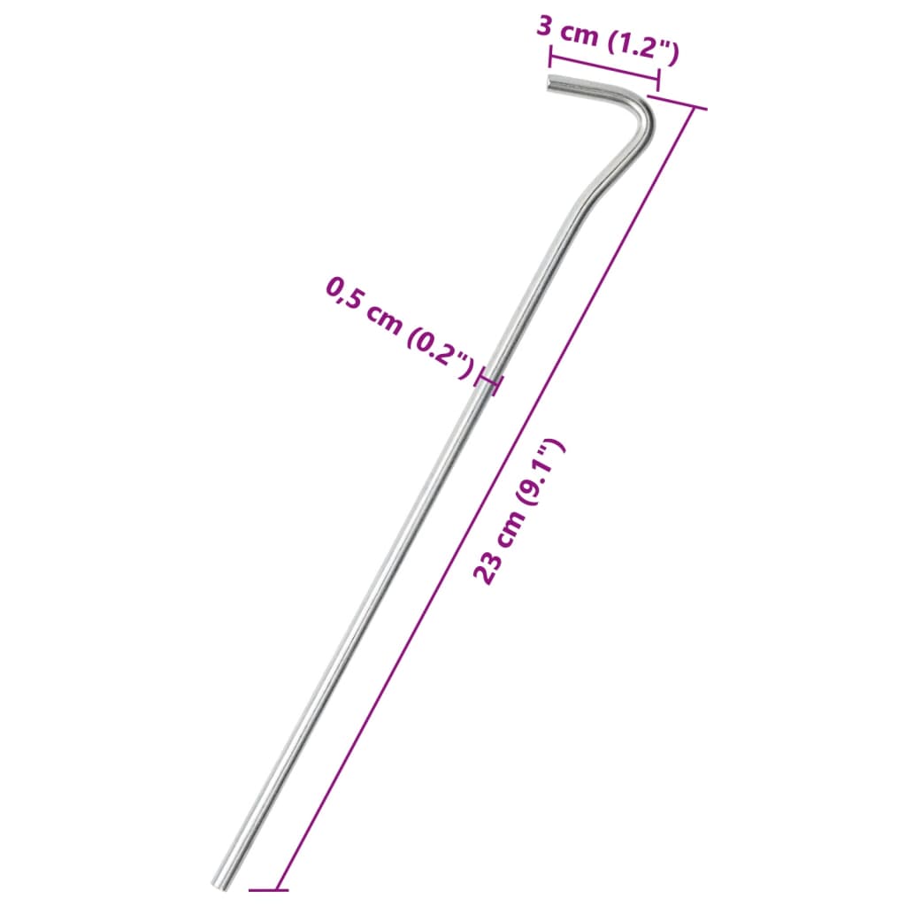 50 db horganyzott acél sátorcövek 23 cm Ø5 mm 5