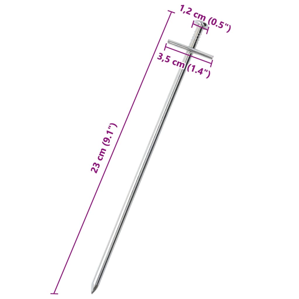 24 db horganyzott acél sátorcövek 23 cm Ø6 mm 5