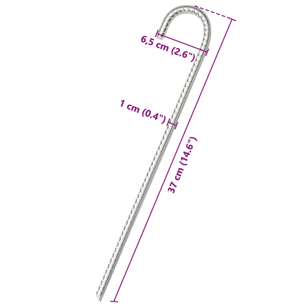 12 db horganyzott acél sátorszeg 37 cm Ø10 mm 5
