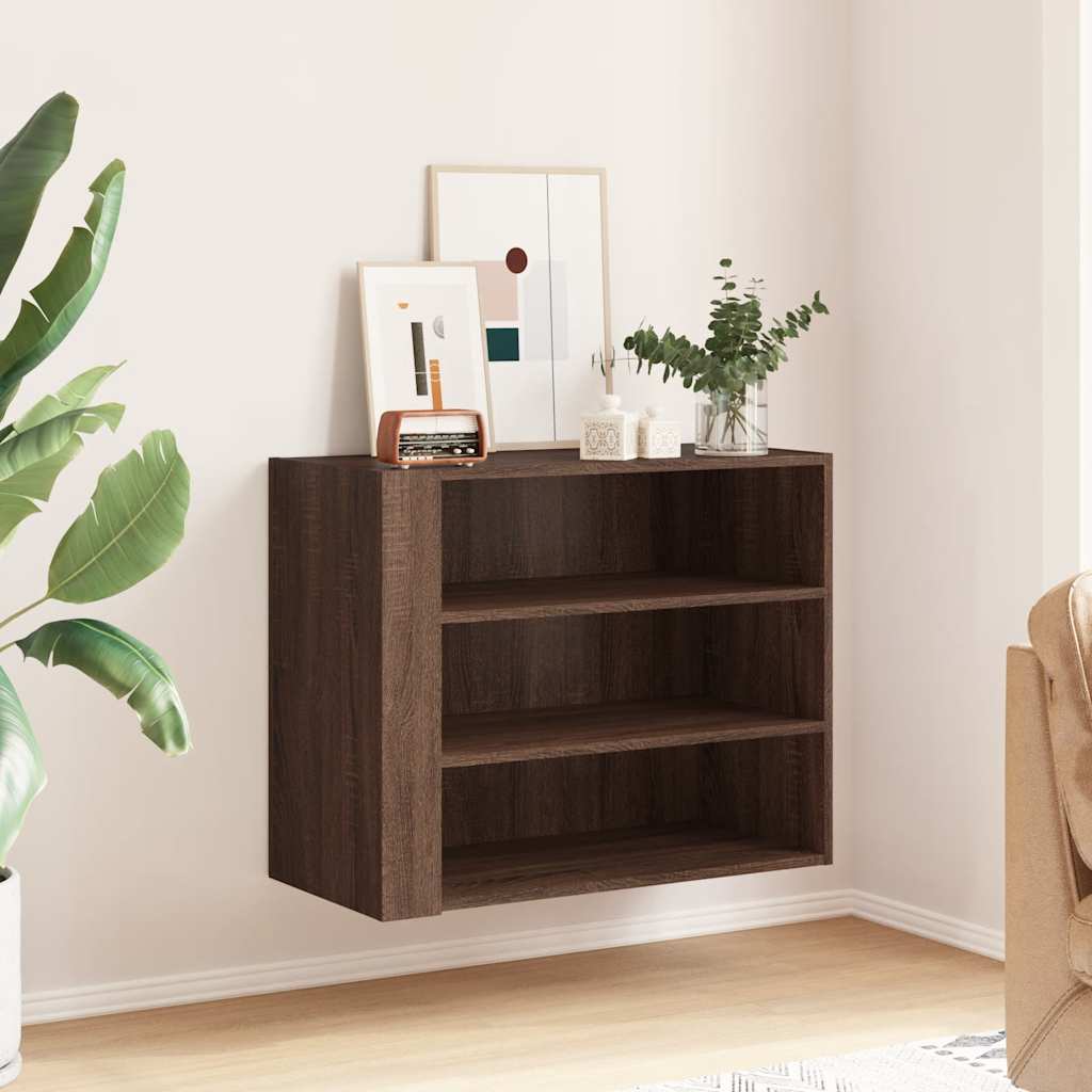 Barna tölgy színű szerelt fa fali szekrény 75 x 35 x 60 cm 3