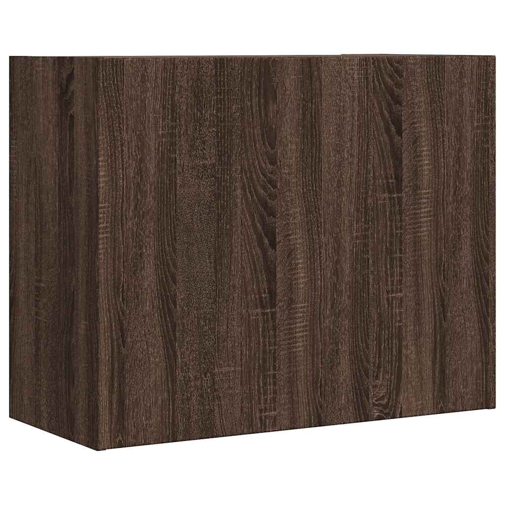 Barna tölgy színű szerelt fa fali szekrény 75 x 35 x 60 cm 6