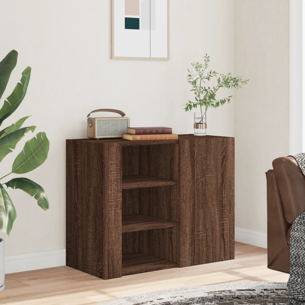 Barna tölgy színű szerelt fa fali szekrény 75 x 35 x 60 cm 3