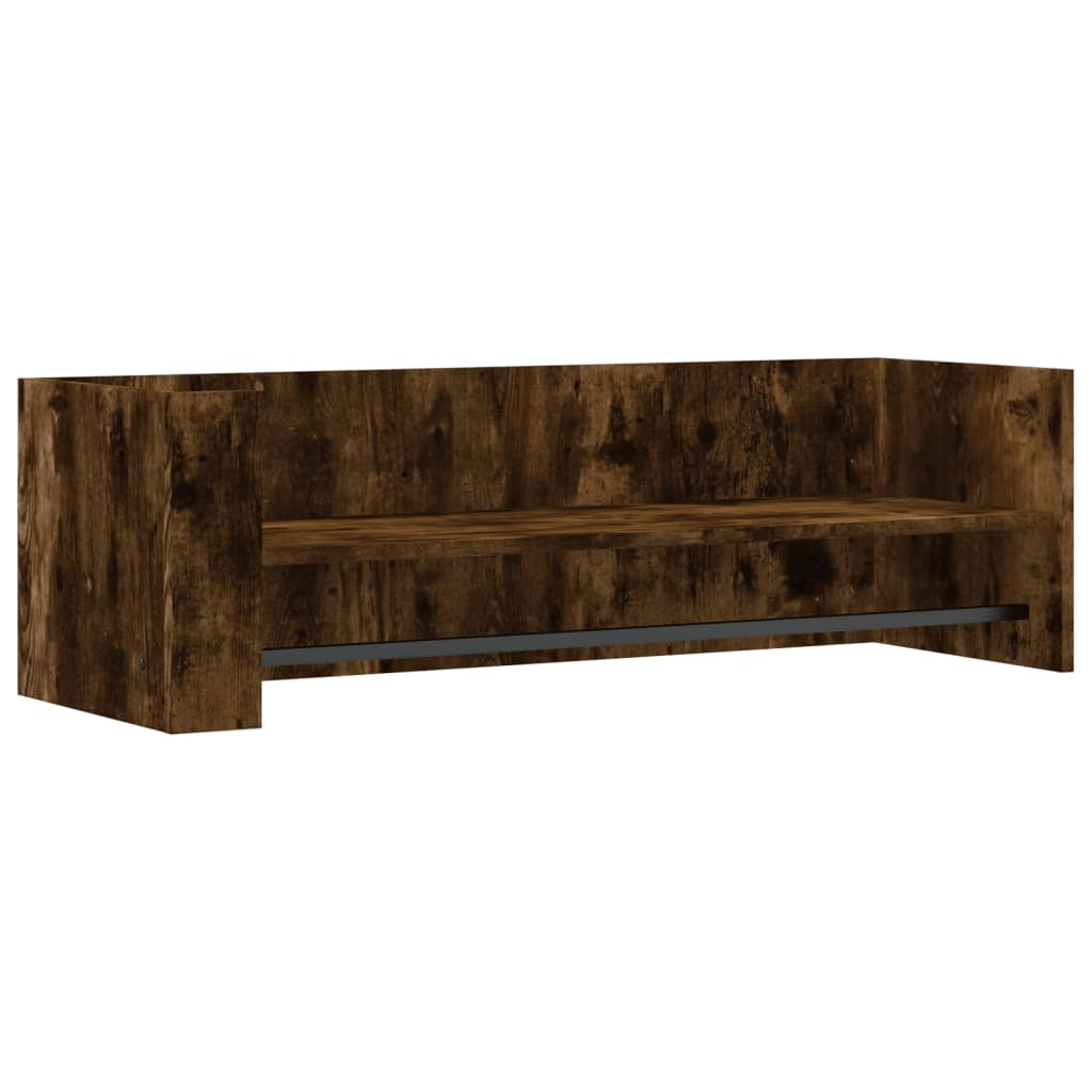Füstölt tölgy színű szerelt fa fali polc 100 x 35 x 30,5 cm 2