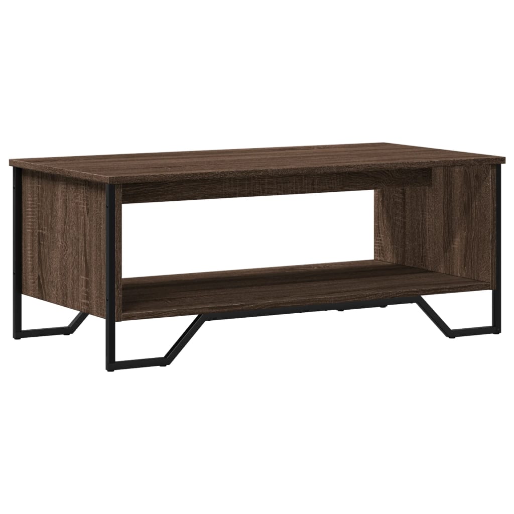 Barna tölgyszínű szerelt fa dohányzóasztal 100 x 51 x 40 cm 7