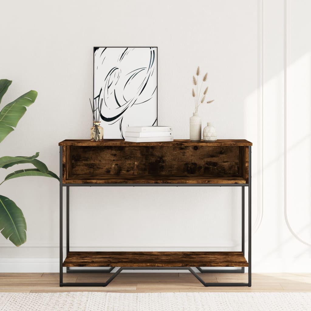 Füstös tölgy színű szerelt fa tálalóasztal 100x35x74,5 cm 3