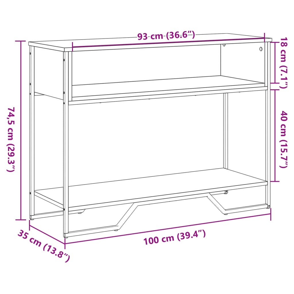 Füstös tölgy színű szerelt fa tálalóasztal 100x35x74,5 cm 9