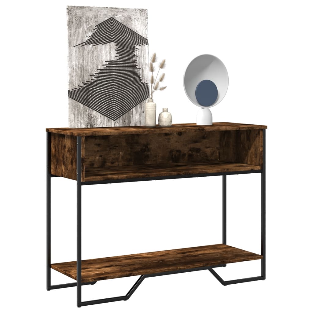 Füstös tölgy színű szerelt fa tálalóasztal 100x35x74,5 cm