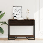 Barna tölgyszínű szerelt fa dohányzóasztal 100x35x74,5 cm 3