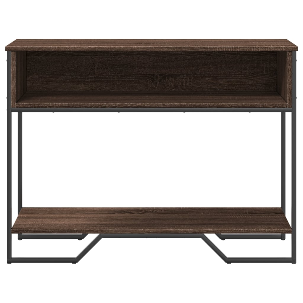 Barna tölgyszínű szerelt fa dohányzóasztal 100x35x74,5 cm 4
