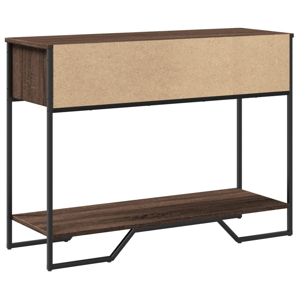 Barna tölgyszínű szerelt fa dohányzóasztal 100x35x74,5 cm 6