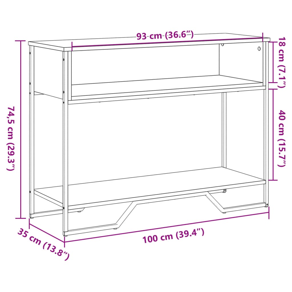 Barna tölgyszínű szerelt fa dohányzóasztal 100x35x74,5 cm 9