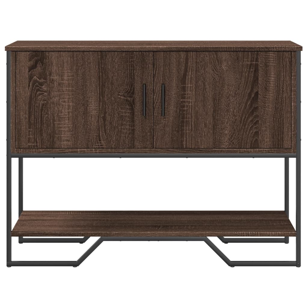 Barna tölgyszínű szerelt fa dohányzóasztal 100x35x74,5 cm 4
