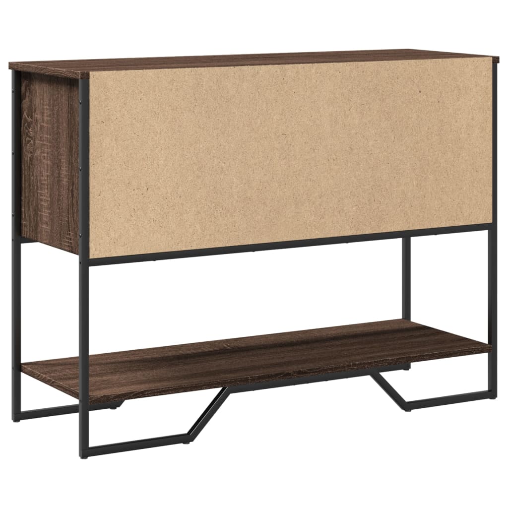 Barna tölgyszínű szerelt fa dohányzóasztal 100x35x74,5 cm 7