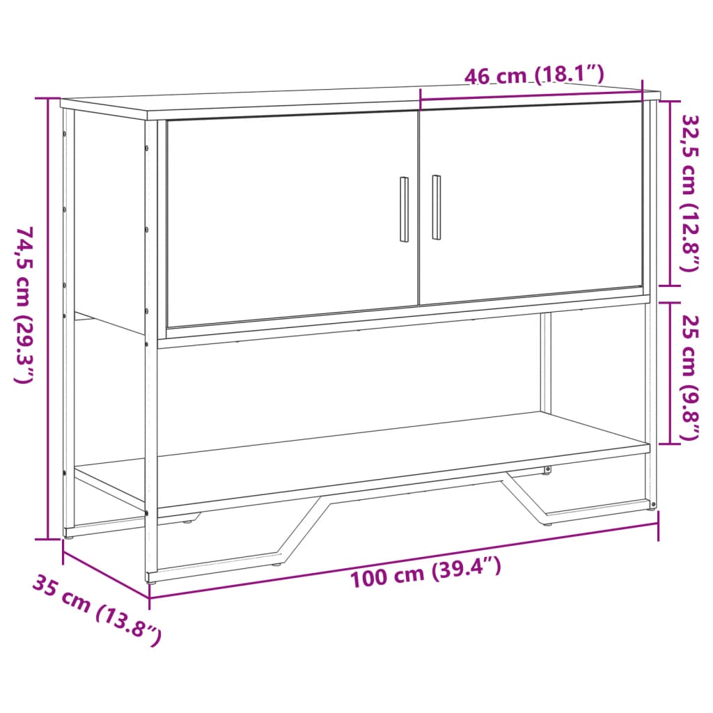 Barna tölgyszínű szerelt fa dohányzóasztal 100x35x74,5 cm 10