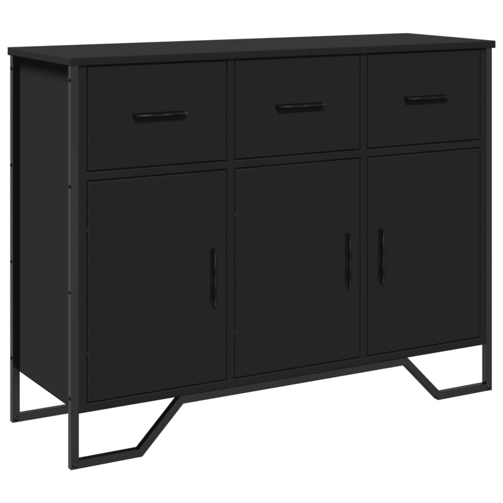 Fekete szerelt fa tálalószekrény 97 x 32,5 x 74,5 cm 2