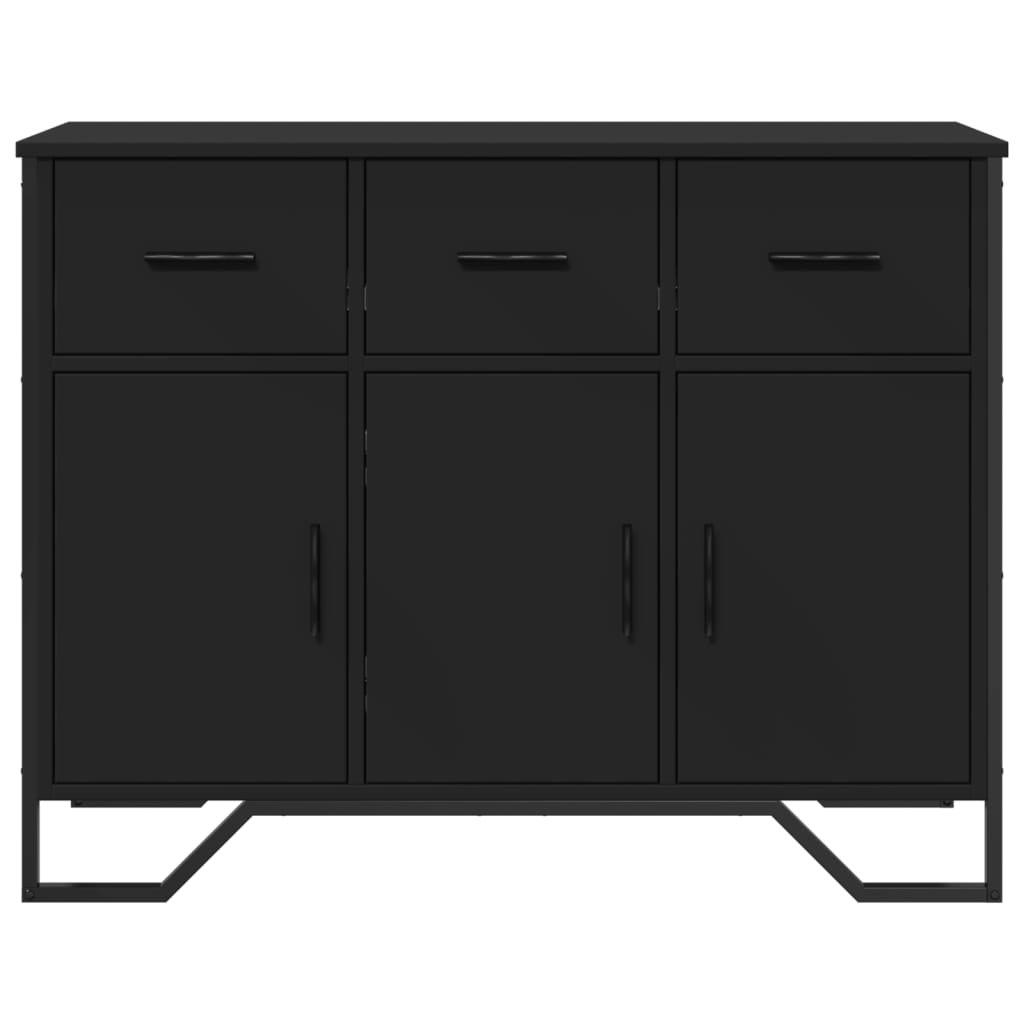 Fekete szerelt fa tálalószekrény 97 x 32,5 x 74,5 cm 4