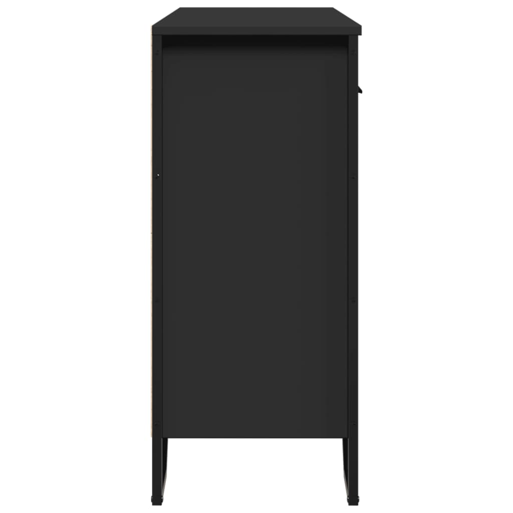 Fekete szerelt fa tálalószekrény 97 x 32,5 x 74,5 cm 6