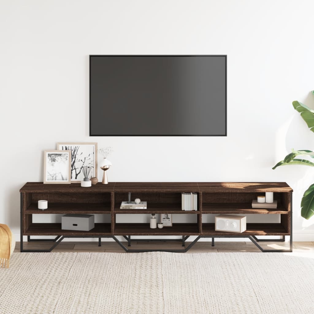 Barna tölgyszínű szerelt fa TV-szekrény 180 x 34 x 41 cm 3