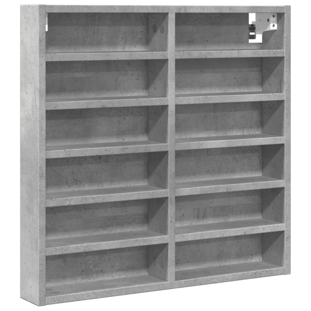 Betonszürke szerelt fa vitrinszekrény 60 x 8,5 x 58 cm 2