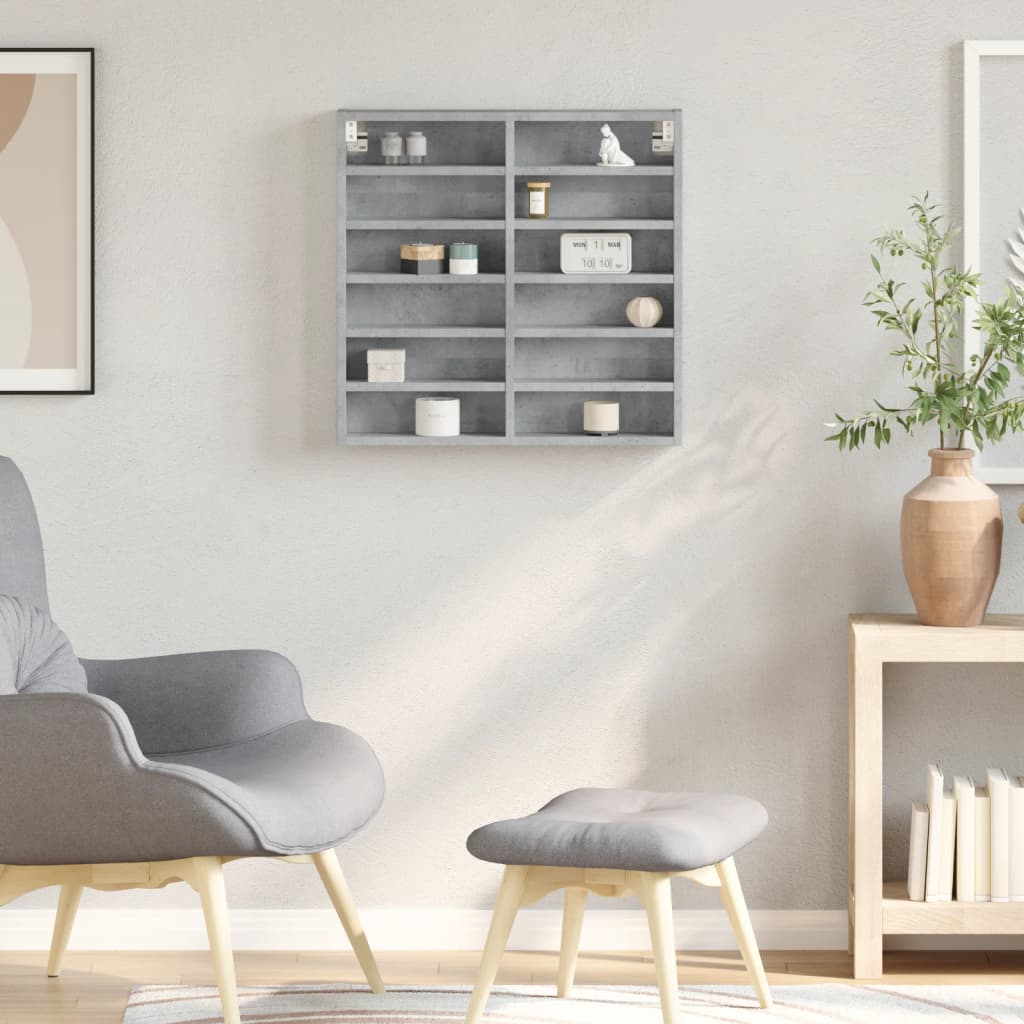 Betonszürke szerelt fa vitrinszekrény 60 x 8,5 x 58 cm 3