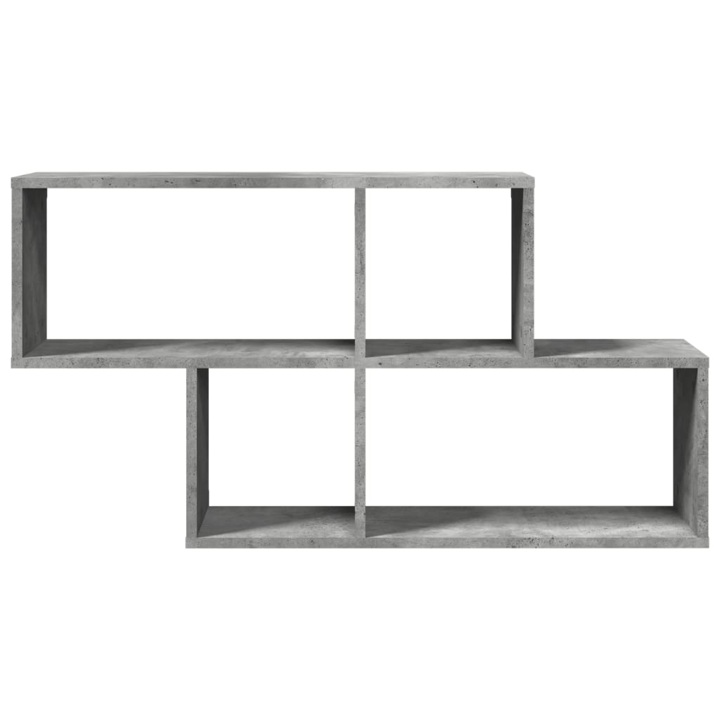 Betonszürke szerelt fa fali polc 100 x 20 x 53 cm 4
