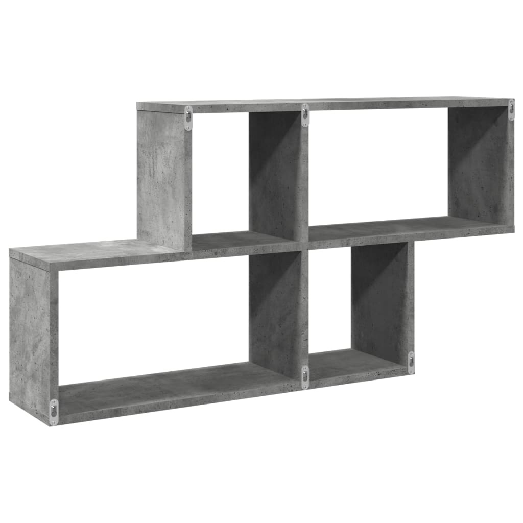 Betonszürke szerelt fa fali polc 100 x 20 x 53 cm 6