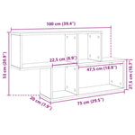 Betonszürke szerelt fa fali polc 100 x 20 x 53 cm 9