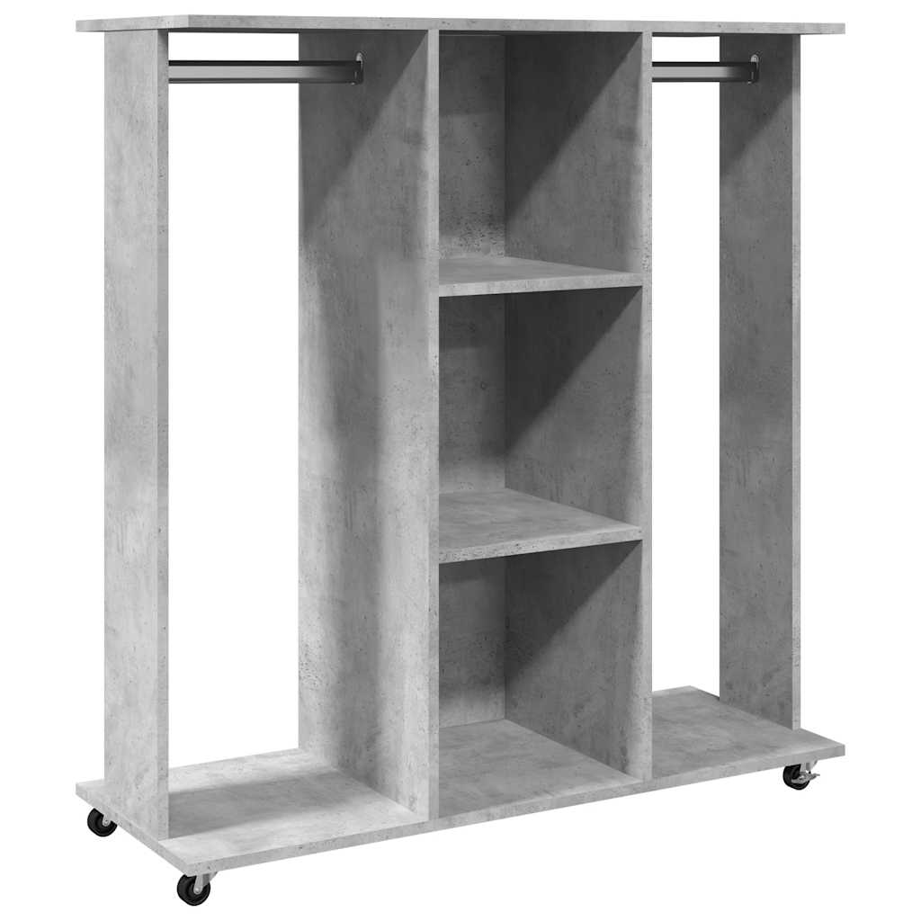 Betonszürke szerelt fa ruhásszekrény kerékkel 102 x 38 x 110 cm 2