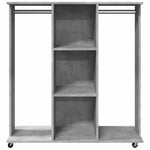 Betonszürke szerelt fa ruhásszekrény kerékkel 102 x 38 x 110 cm 4