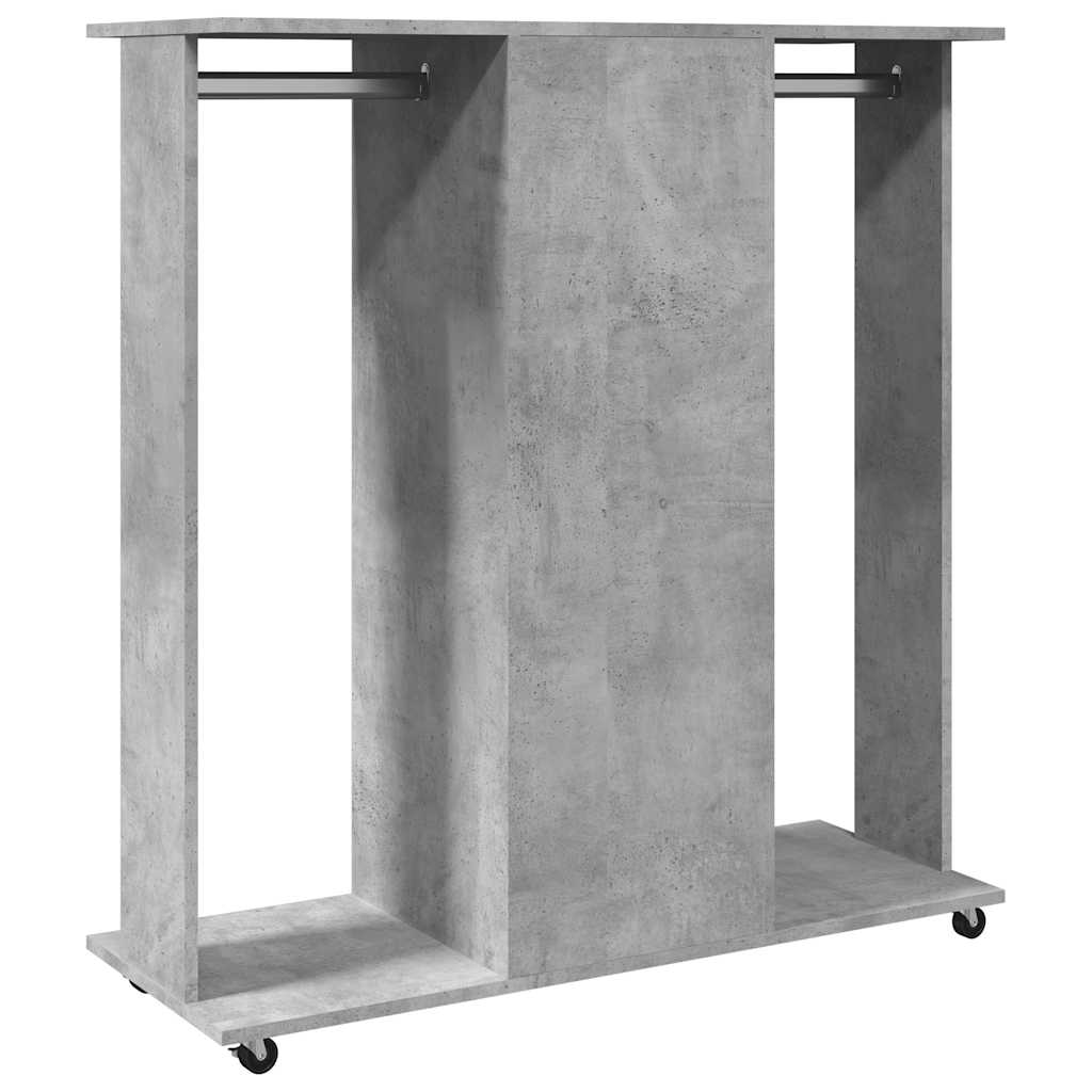 Betonszürke szerelt fa ruhásszekrény kerékkel 102 x 38 x 110 cm 6