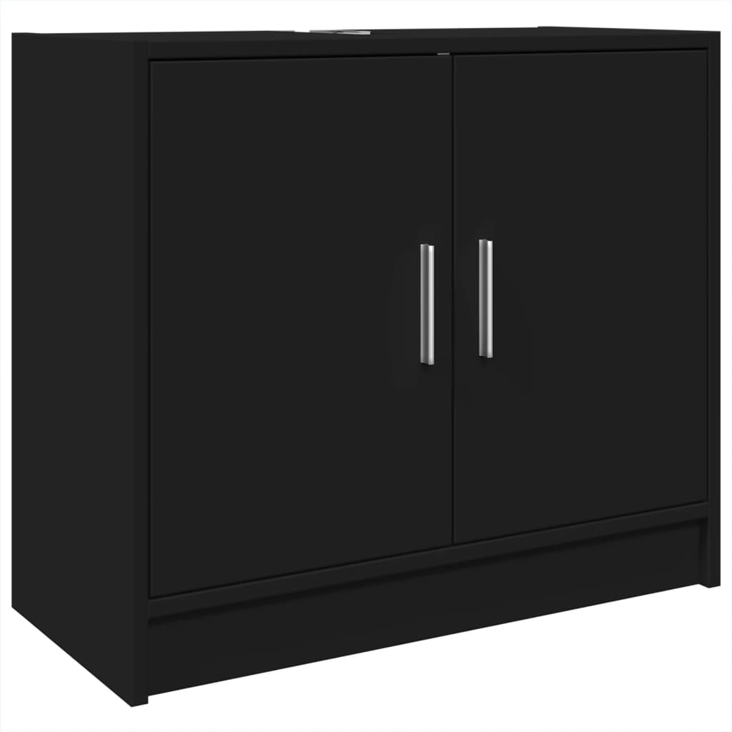 Fekete szerelt fa mosdószekrény 63 x 29 x 55 cm 2