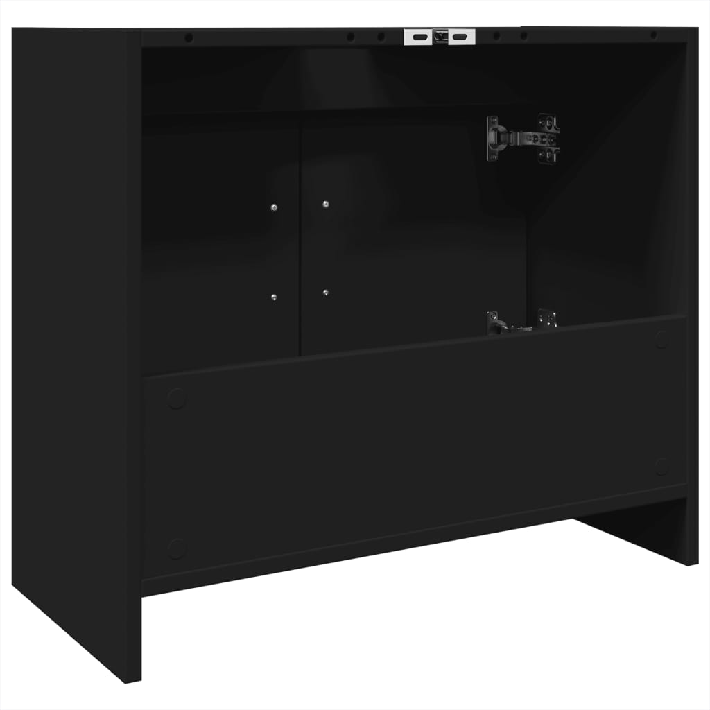 Fekete szerelt fa mosdószekrény 63 x 29 x 55 cm 7