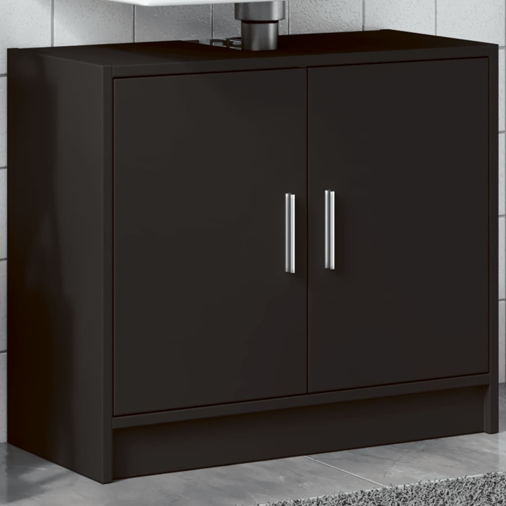 Fekete szerelt fa mosdószekrény 63 x 29 x 55 cm