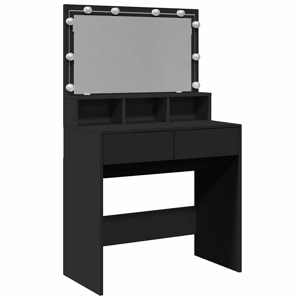 Fekete fésülködőasztal LED-del 80 x 41 x 134,5 cm 2